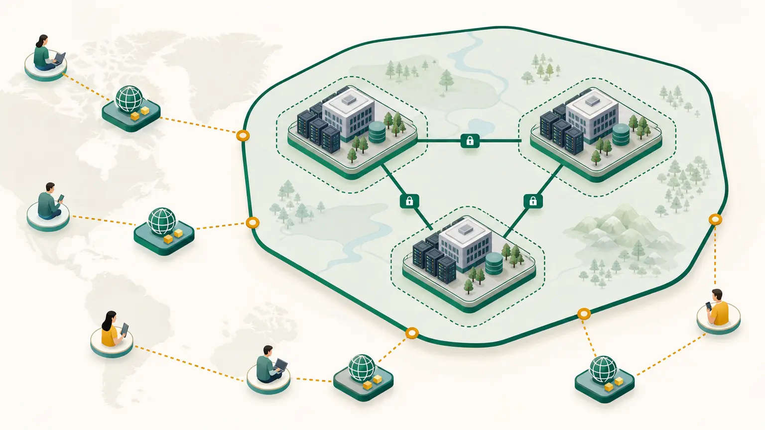 One Region contains three isolated Availability Zones while smaller edge nodes serve nearby users