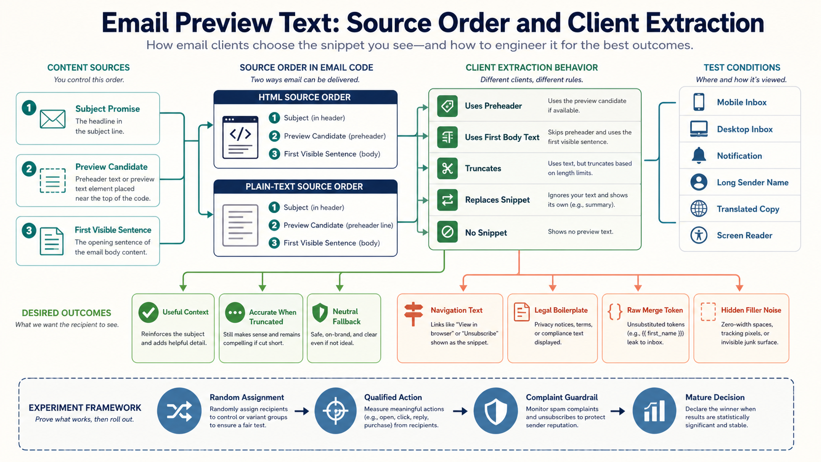 Labeled preview text workflow from subject promise and message summary through source order client extraction truncation localization and testing