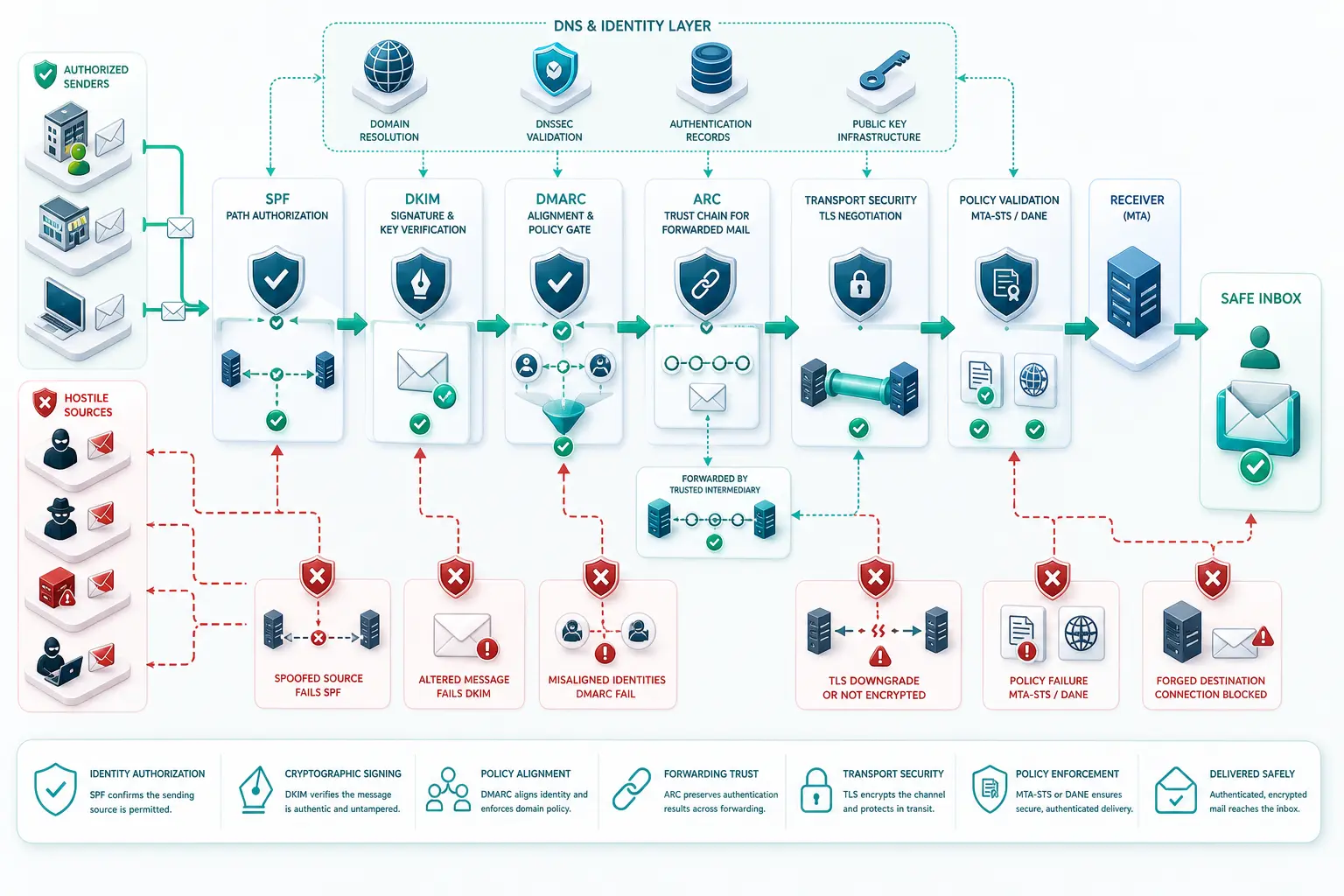 Authentication and Transport Security technical workflow and complex test scenario