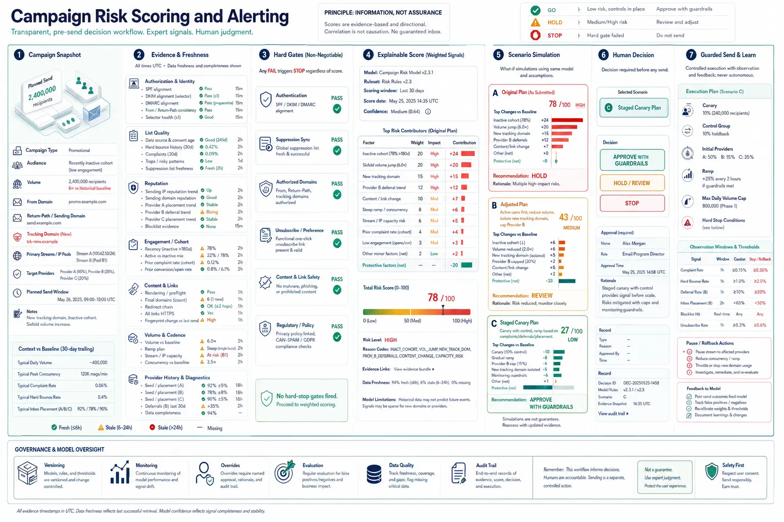 Campaign Risk Scoring and Alerting technical workflow and complex test scenario