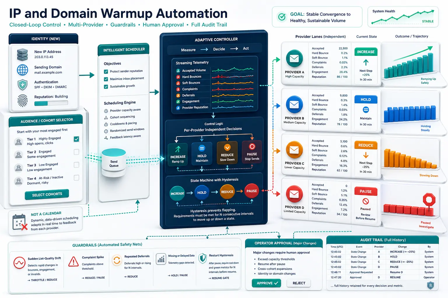 IP and Domain Warmup Automation technical workflow and complex test scenario
