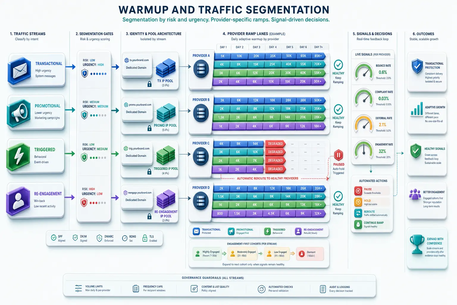 Warmup and Traffic Segmentation technical workflow and complex test scenario